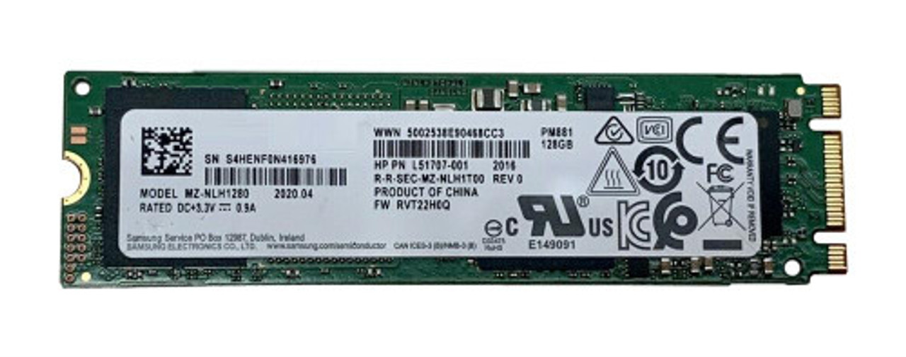 L51707-001 | HP | M.2 2280 PM881 128GB SATA Internal Solid State Drive (SSD)
