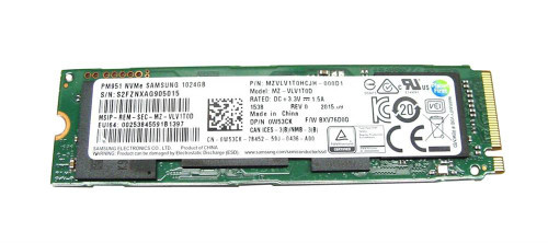 W53CK | Dell | 1TB TLC PCI Express 3.0 x4 NVMe M.2 2280 Internal Solid State Drive (SSD)
