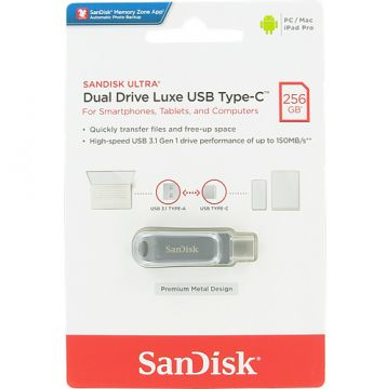 SDDDC4-256G-G46 | SanDisk | 256GB Ultra Luxe USB 3.1 Type-C Flash Drive