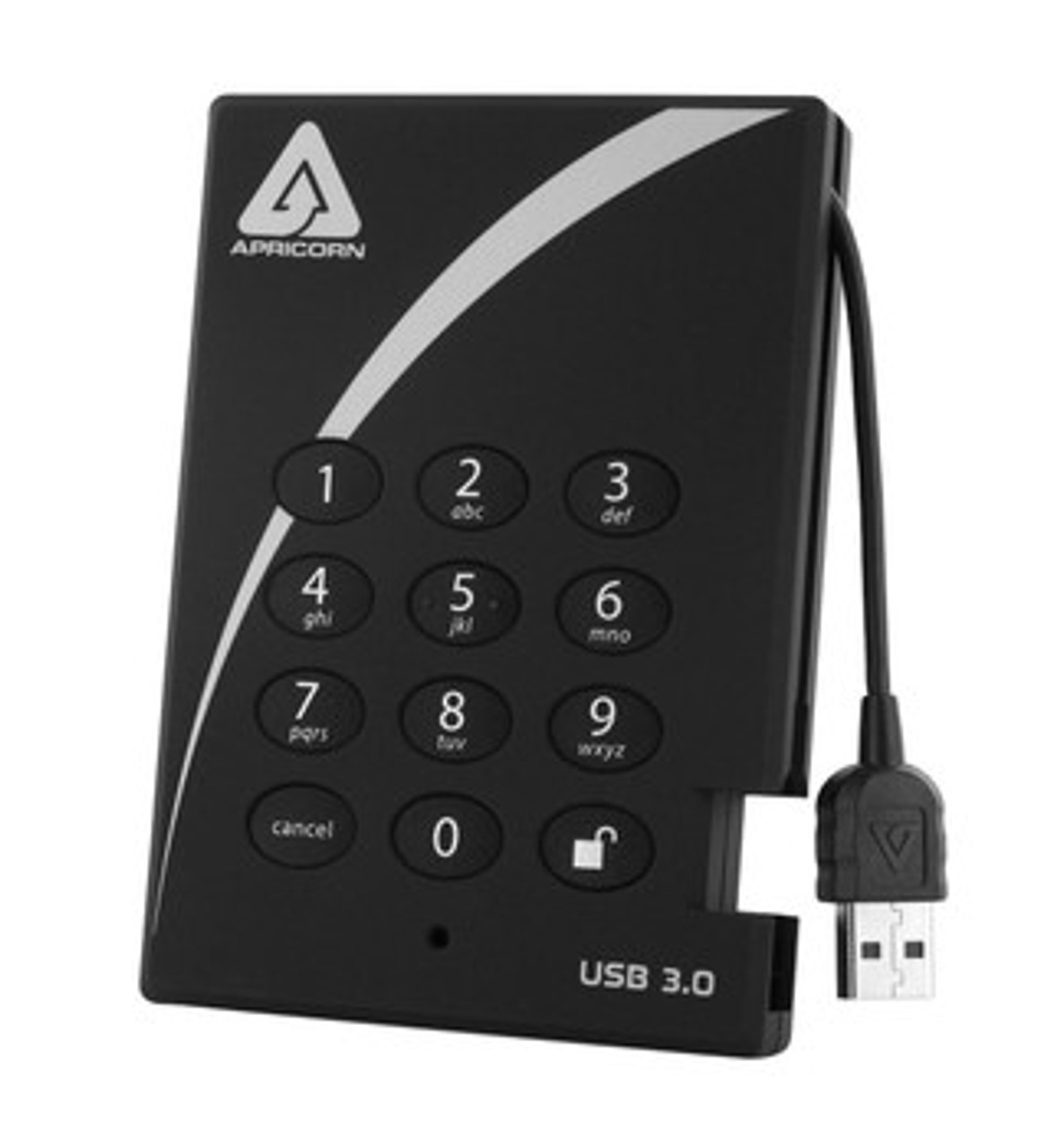 A25-3PL256-500 | Apricorn | Aegis Padlock 500GB 5400RPM USB 3.0 8MB Cache Encrypted 2.5-inch External Hard Drive