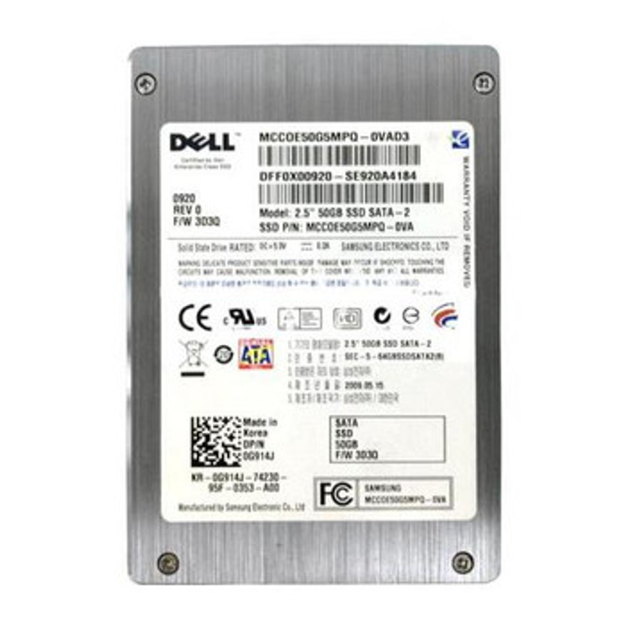 0G914J | Dell | 50GB SLC SATA 3Gbps 2.5-inch Internal Solid State Drive (SSD)