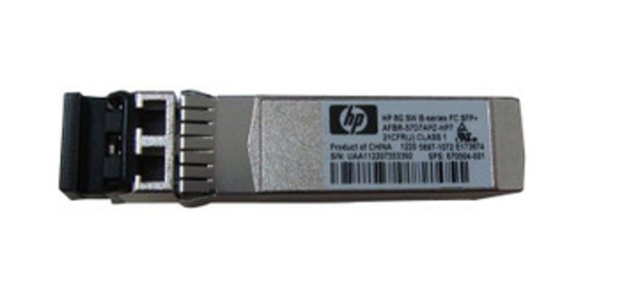 0058AH | HP | B-Series AJ716B 8Gbps Multi-Mode Fiber Short Wave Fibre Channel 150m 850nm Duplex LC Connector SFP+ Transceiver Module