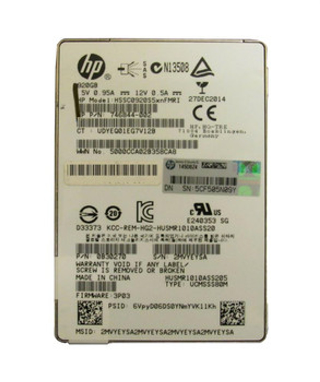 0B30270 | HP | 920GB SAS 12Gbps 2.5-inch Internal Solid State Drive (SSD)