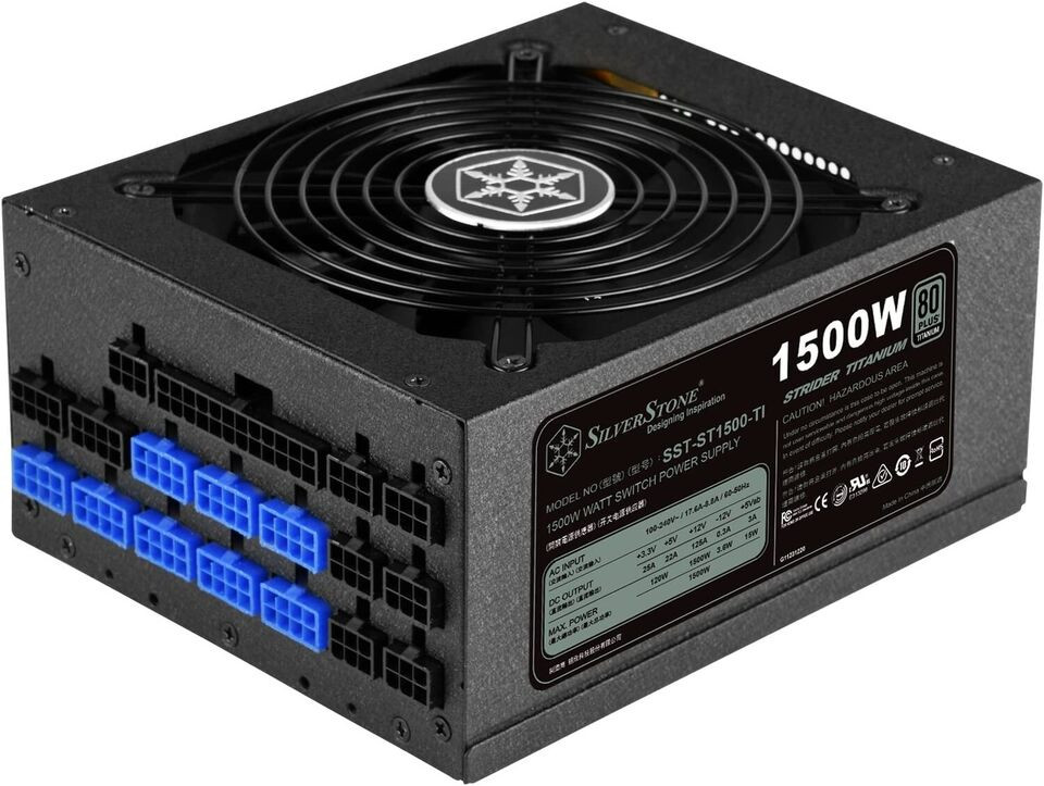 SST-ST1500-TI | SilverStone | Tek 1500 Watt ATX Power Supply w/ 80 Plus Titanium Multi GPU Support