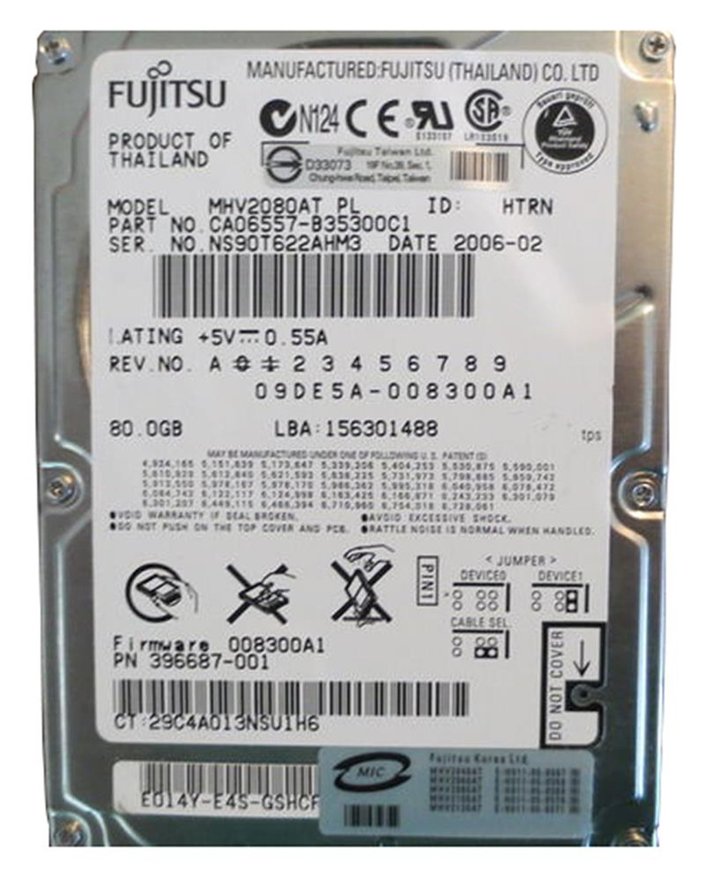 MHV2080AT | Fujitsu | 80GB 4200RPM ATA-100 8MB Cache 2.5-inch Hard Drive