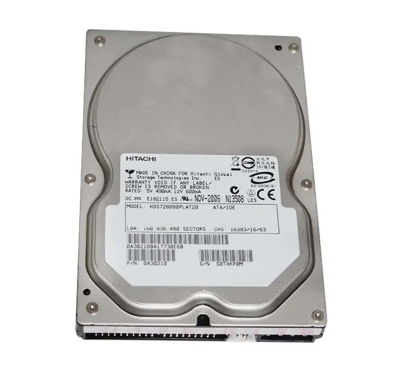 HCS721680PLAT80 | Hitachi | CinemaStar 7K160 80GB 7200RPM ATA-133 8MB Cache 3.5-inch Hard Drive