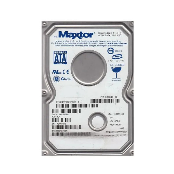 6Y080M0 | Maxtor | DiamondMax Plus 9 80GB 7200RPM SATA 1.5GB/s 8MB Cache 3.5-inch Hard Drive