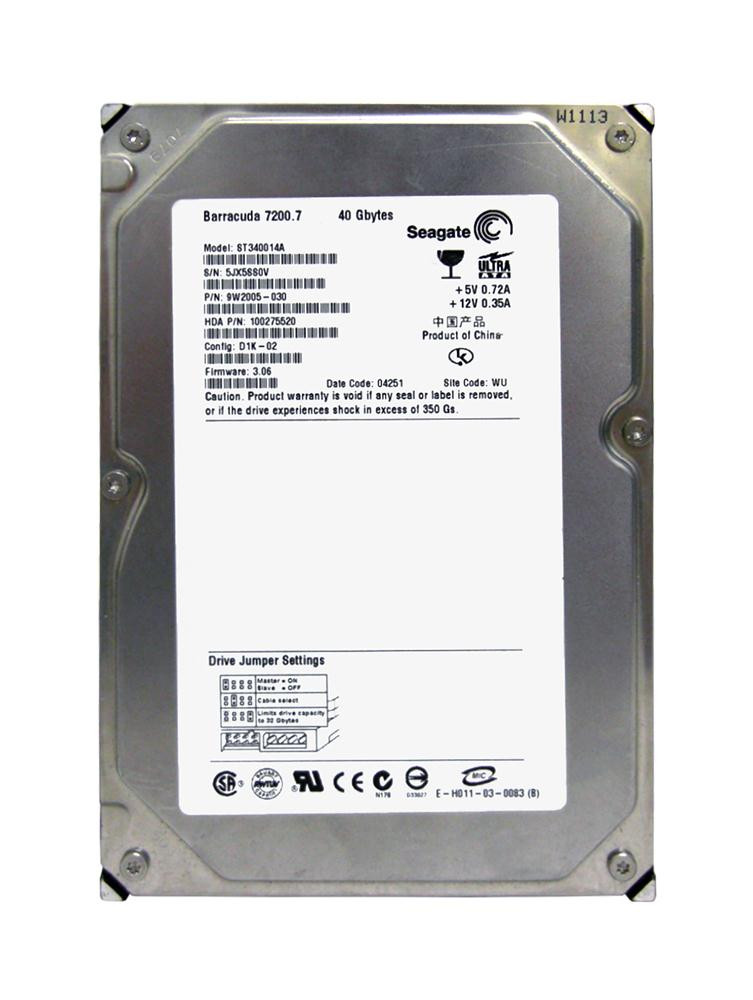 9W2005-030 | Seagate | BarraCuda 7200.7 40GB 7200RPM ATA-100 2MB Cache 3.5-inch Hard Drive