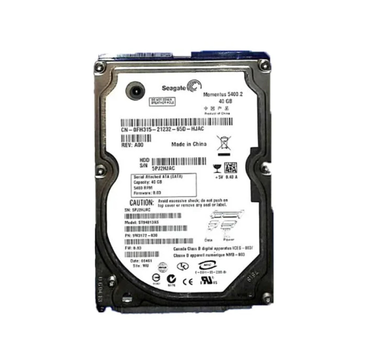 ST94813AS | Seagate | Momentus 5400.2 40GB 5400RPM SATA 1.5GB/s 8MB Cache 2.5-inch Hard Drive