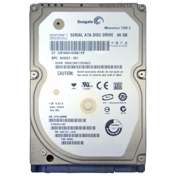 ST980411AS | Seagate | Momentus 80GB 7200RPM SATA 3GB/s 16MB Cache 2.5-inch Hard Drive