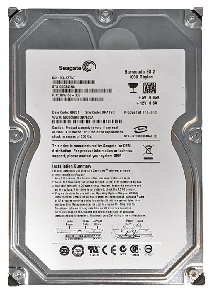 9CA158-303 | Seagate | BarraCuda ES.2 1TB 7200RPM SATA 3GB/s 32MB Cache 3.5-inch Hard Drive