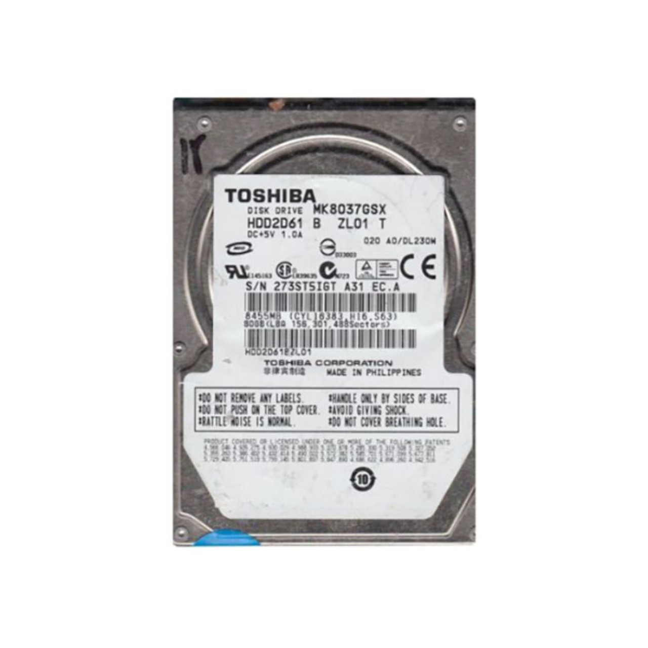MK8037GSX | Toshiba | 80GB 5400RPM SATA-300 8MB Cache 2.5-inch Hard Drive