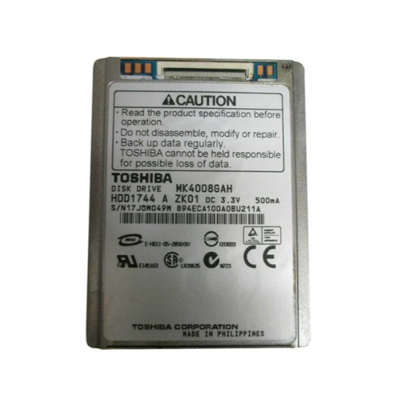 MK4008GAH | Toshiba | 40GB 4200RPM ATA-100 2MB Cache 1.8-inch Hard Drive