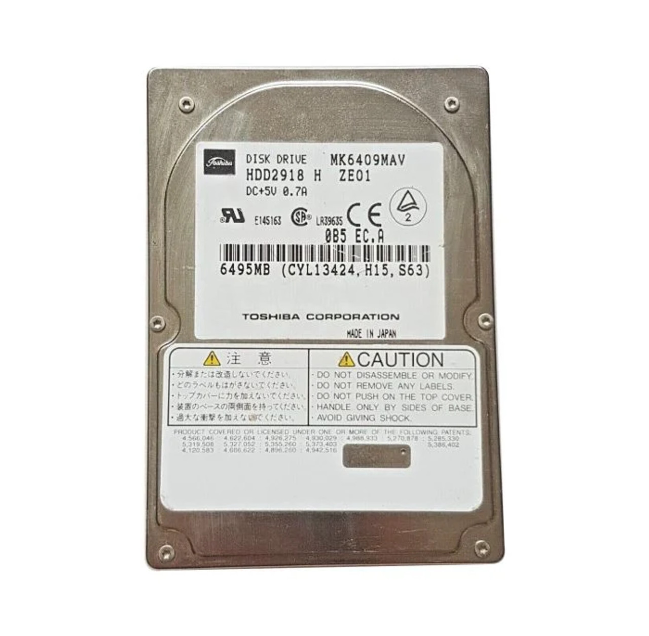 MK6409MAV | Toshiba | 6.50GB 4200RPM IDE Ultra ATA/33 (ATA-4) 512KB Cache 2.5-inch Hard Drive
