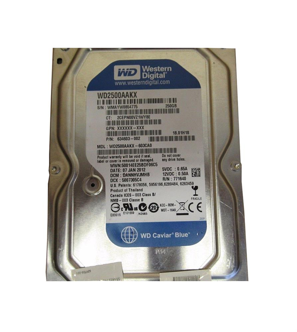 WD2500AAKX-603CA0 | Western Digital | Caviar Blue 250GB 7200RPM SATA 6GB/s 16MB Cache 3.5-inch Hard Drive