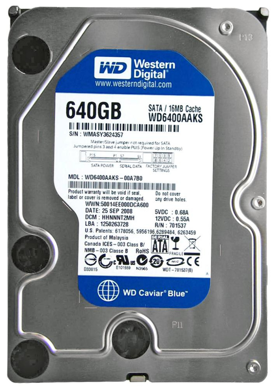 WD6400AAKS-00A7B0 | Western Digital | Caviar Blue 640GB 7200RPM SATA 3GB/s 16MB Cache 3.5-inch Hard Drive WD6400AAKS-00A7B0 | Western Digital | Caviar Blue 640GB 7200RPM SATA 3GB/s 16MB Cache 3.5-inch Hard Drive