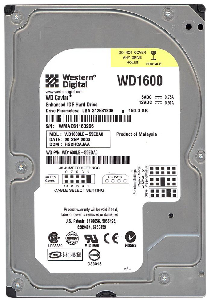 WD1600LB | Western Digital | Caviar 160GB 7200RPM ATA-100 2MB Cache 3.5-inch Hard Drive