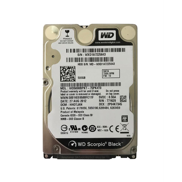 WD5000BPKT-75PK4T0 | Western Digital | 500GB 7200RPM SATA 6.0GB/s 2.5-inch Hard Drive for Latitude E6420
