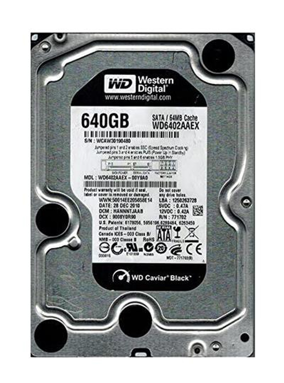WD6402AAEX-00Y9A0 | Western Digital | 640GB 7200RPM SATA 6GB/s 3.5-inch Hard Drive