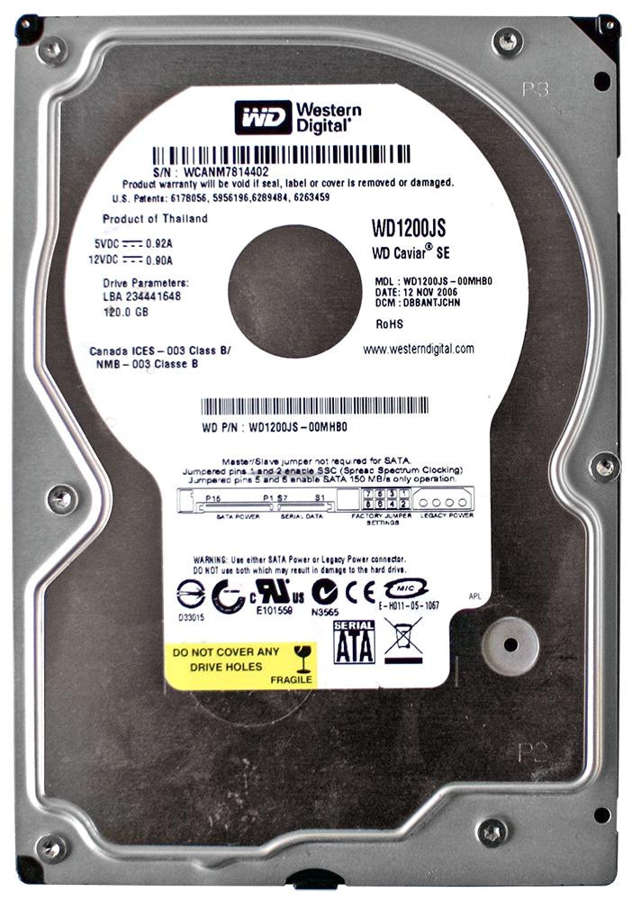 WD1200JS-00MHB0 | Western Digital | Caviar Blue 120GB 7200RPM SATA 3GB/s 8MB Cache 3.5-inch Hard Drive
