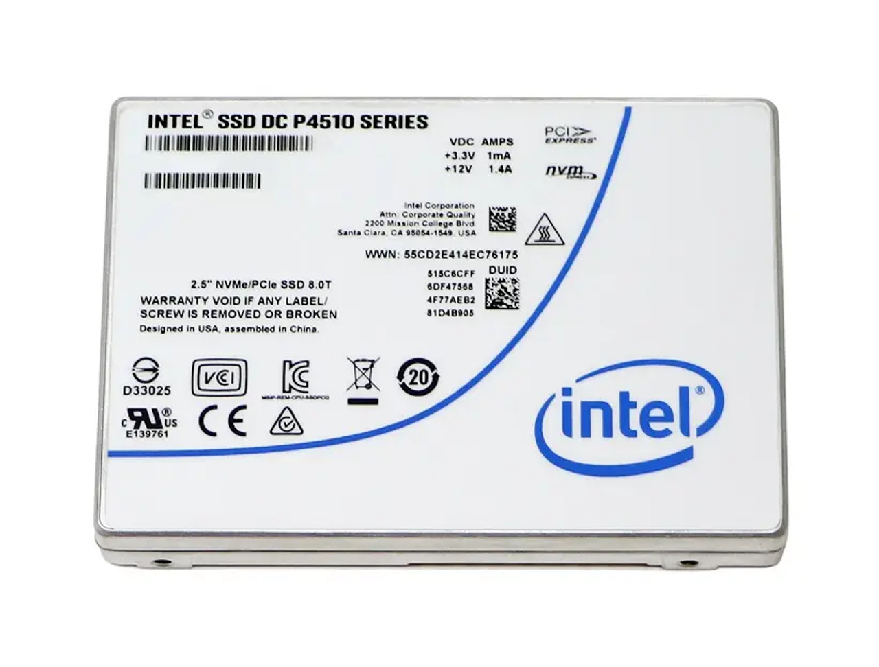 SSDPE2KX010T801 | Intel | DC P4510 1TB PCI Express 3.0 NVMe 2.5-inch Solid State Drive