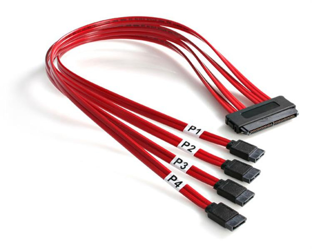 SAS84S450 | StarTech.com | 50cm SAS SFF-8484 (32 pin 4i Multi-lane) Host To 4 SATA Cable SCSI cable Red 19.7" (0.5 m)