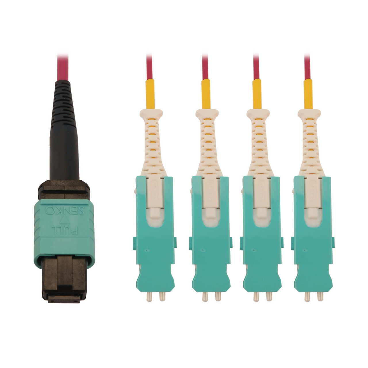 N845-02M-4S-MG | Tripp Lite | fiber optic cable 79.1" (2.01 m) 12x MTP/MPO 4x SN OFNR OM4 Aqua color, Black, Magenta, White
