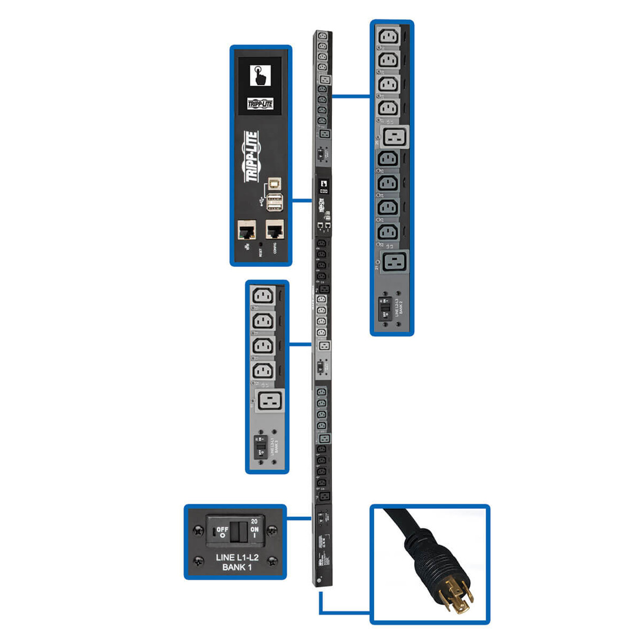 PDU3EVSR10L1530 | Tripp Lite | power distribution unit (PDU) 30 AC outlet(s) 0U Black, Gray