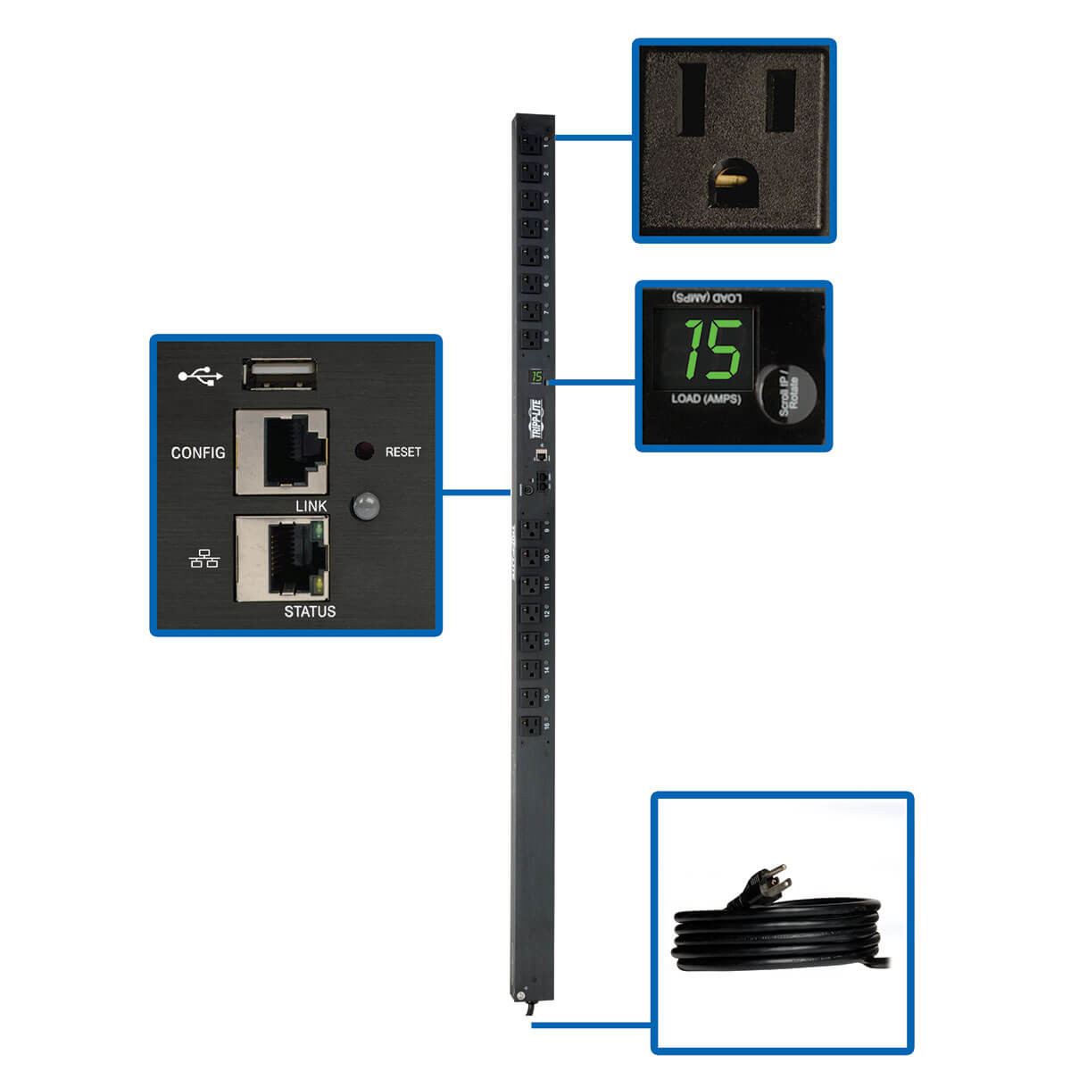 PDUMV15NETLX | Tripp Lite | power distribution unit (PDU) 16 AC outlet(s) 0U Black