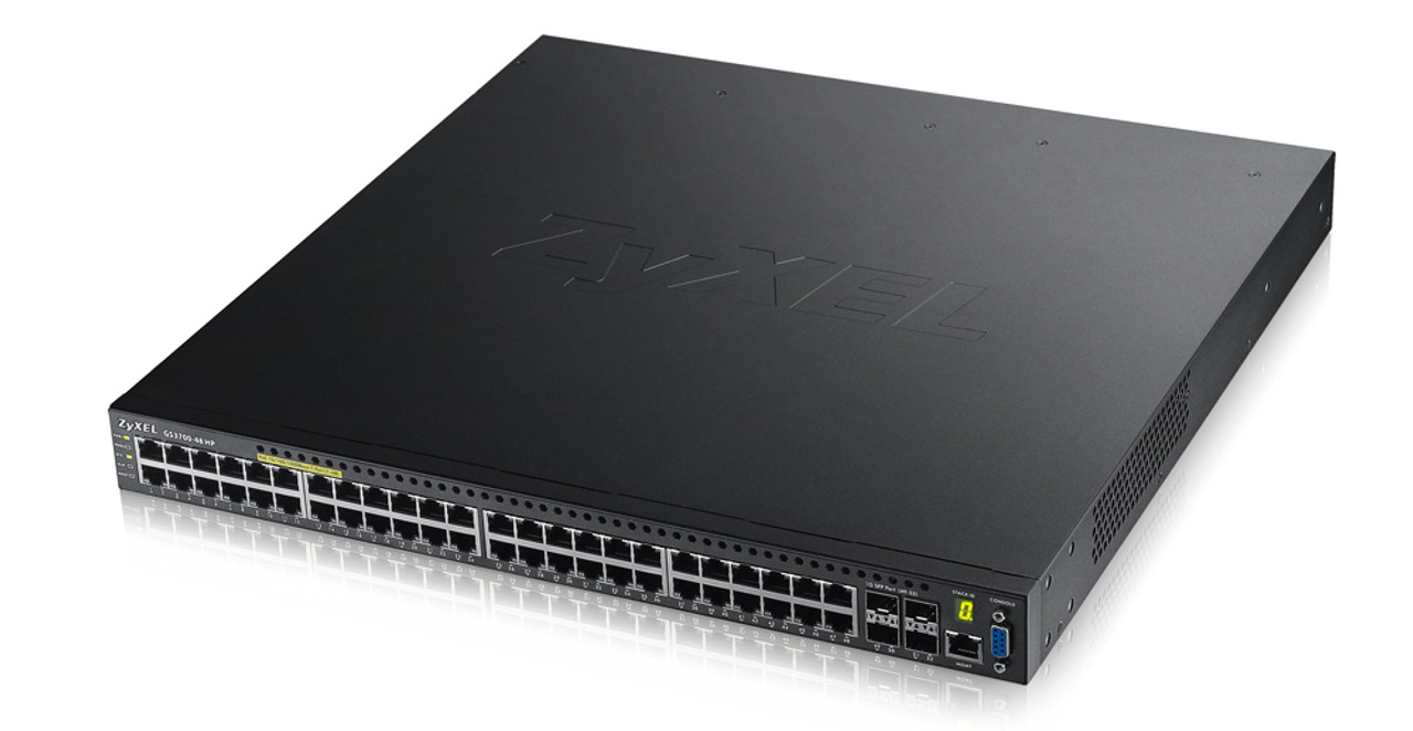 GS3700-48HP | Zyxel | Managed L2+ Gigabit Ethernet (10/100/1000) Power over Ethernet (PoE) Black