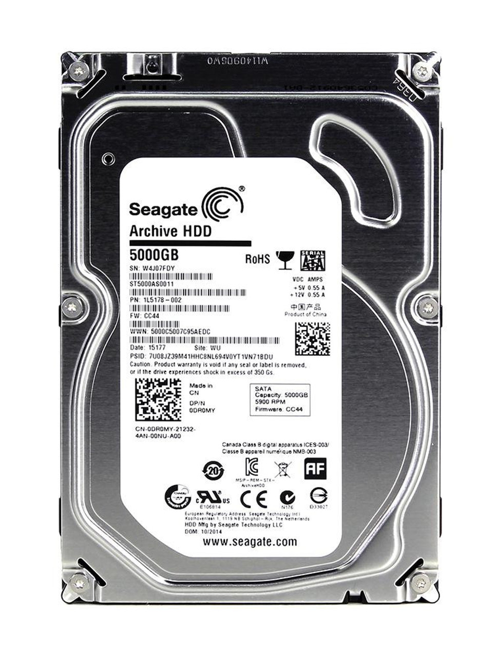 ST5000AS0011-New | Seagate | Archive 5Tb 5900Rpm Sata 6Gbps 128Mb Cache (512E) 3.5-Inch Internal Hard Drive