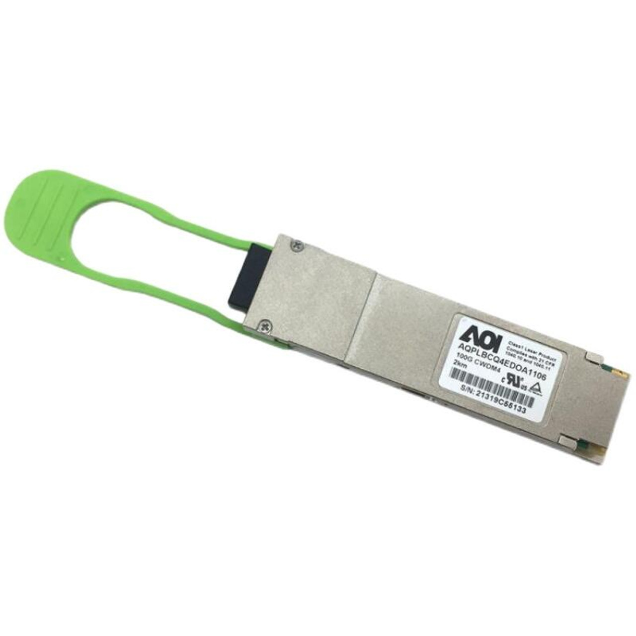 AOI 100G-QSFP28-CWDM4 transceiver module for AQPLBCQ4EDOA1106, compatible with various networking equipment.