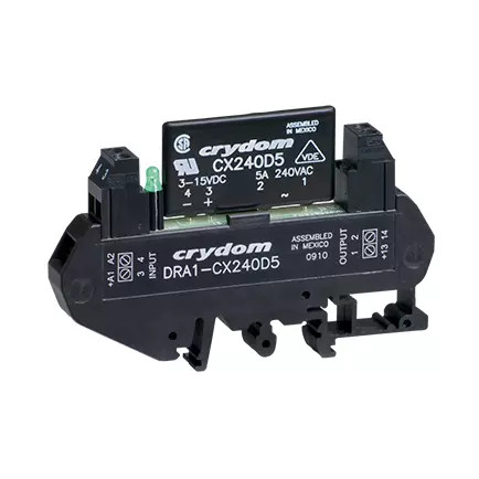 Crydom DRA1-CX240D5 10mm Single Channel DIN Rail Mount SSR Assembly for industrial automation applications