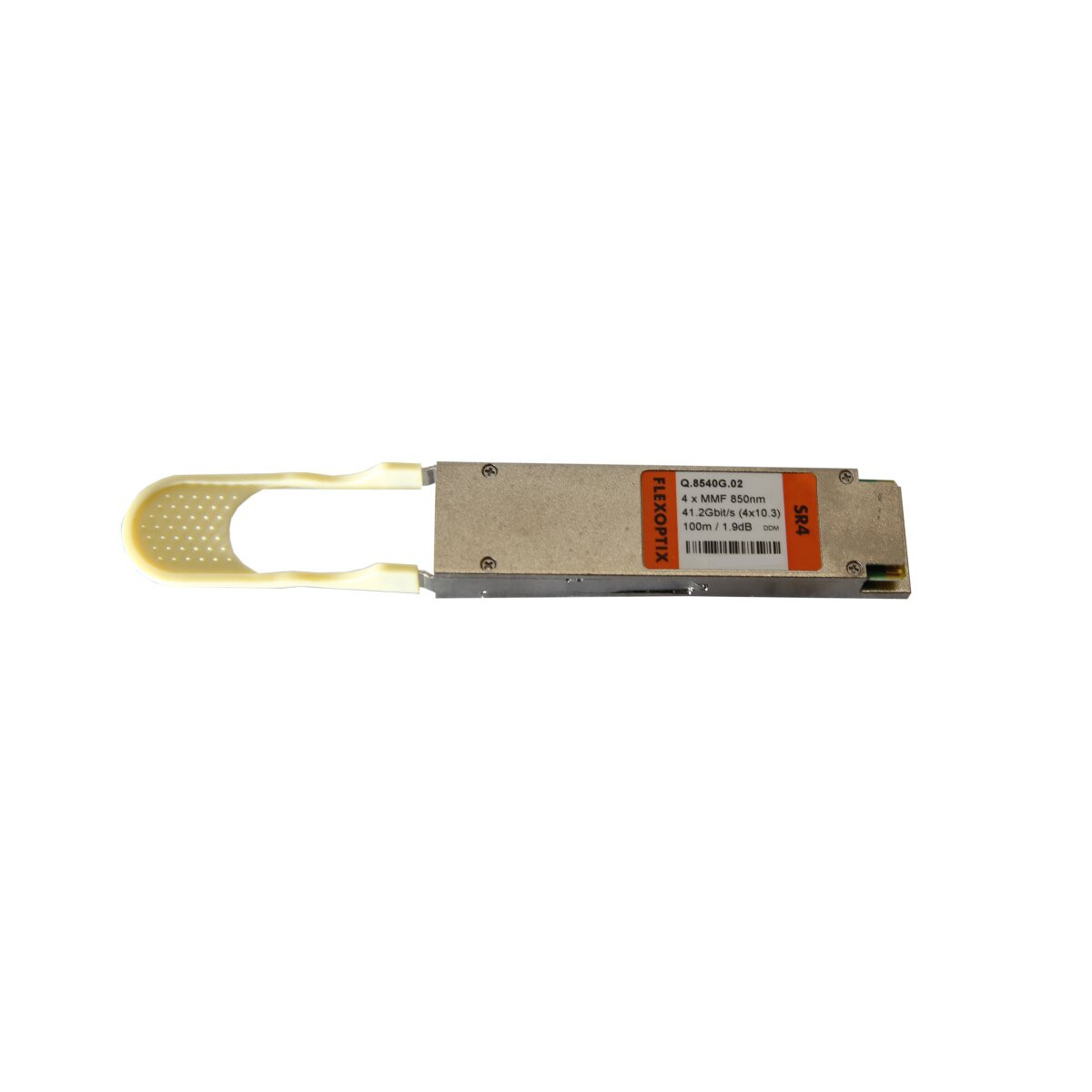 FlexOptix Q.8540G.02 MMF 850nm 41.2Gbit/s 100M DDM QSFP+ SR4 Transceiver for high-speed data transfer in network servers