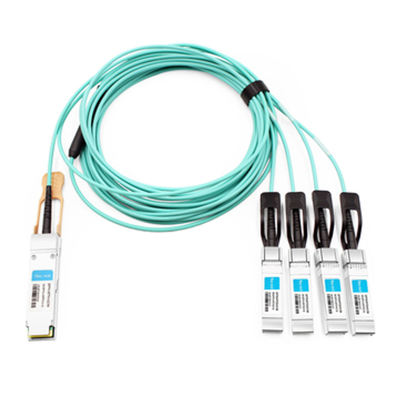 HP 845424-B21 QSFP28 to 4x25Gb SFP28 15m AOC for high-speed data transfer in server racks.