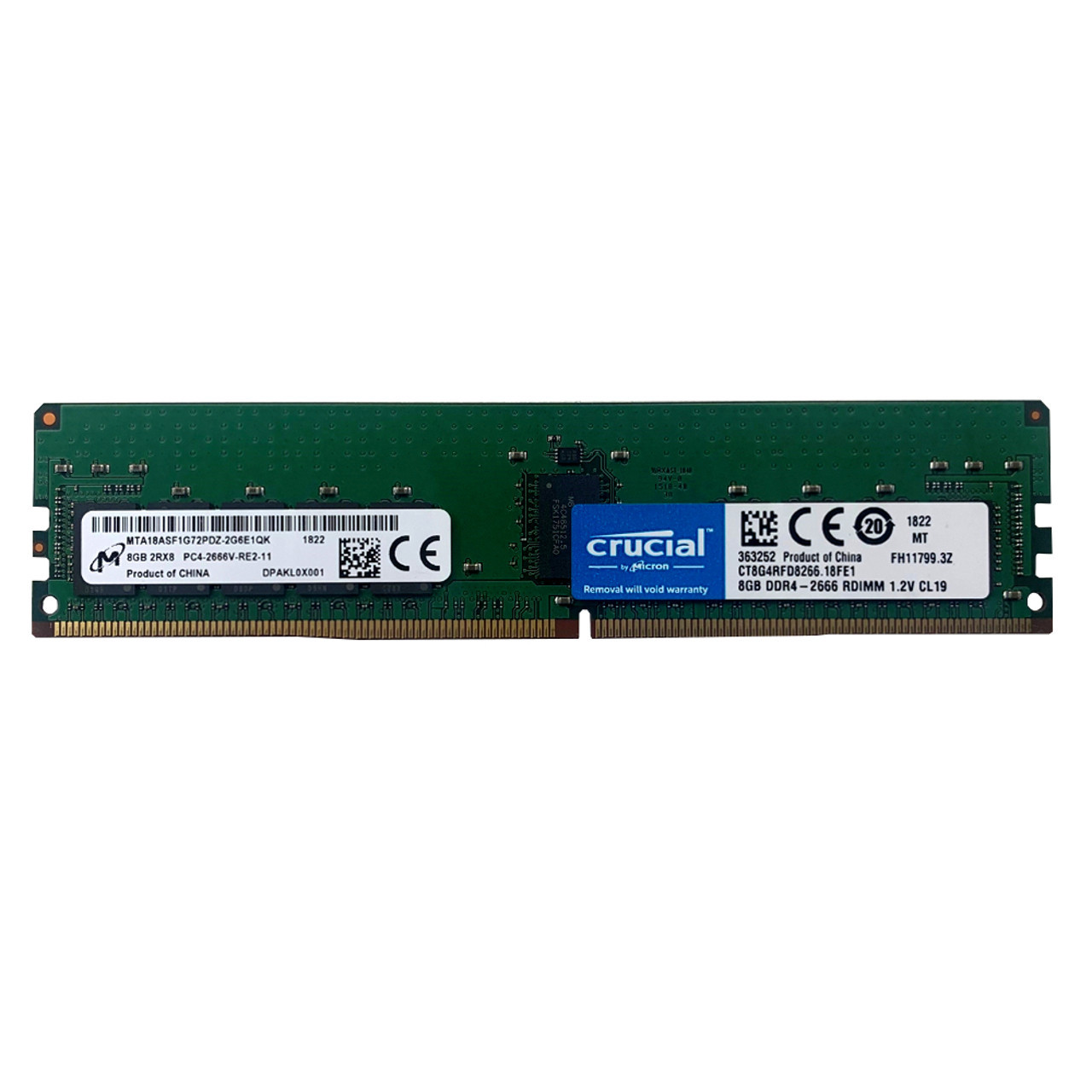 Micron Technology 8GB PC4-2666V-R ECC Reg RDIMM RAM Memory Module for Servers