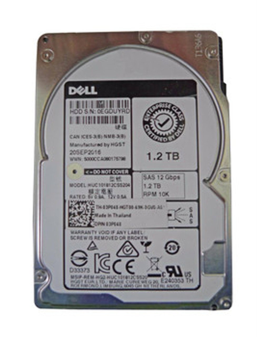 3P048 | Dell | 1.2TB 10000RPM SAS 12Gbps Hot-Plug 2.5-inch Internal Hard Drive