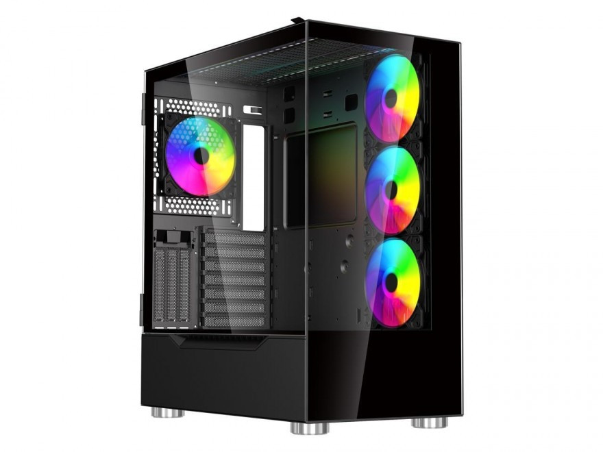 ARGB-Q3.R2-BK | DIYPC | ARGB-Q3 Black Steel Tempered Glass Micro ATX Tower Computer Case