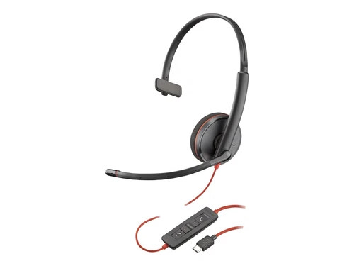 8M3Y3AA#ABA | Plantronics | Poly Blackwire 3210 Monaural Headset +USB-C/A Adapter TAA