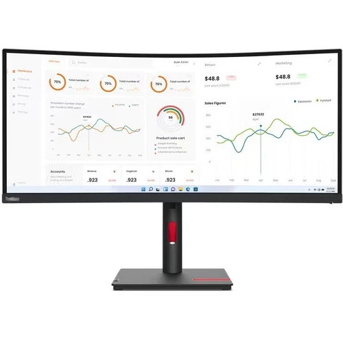 63D4ZAR1US | Lenovo | ThinkVision T34w-30 34" Class Webcam UW-QHD Curved Screen LED Monitor