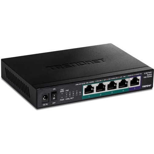 TPE-TG350 | TRENDnet | 5-Port Unmanaged 2.5G PoE+ Fanless Compact Switch