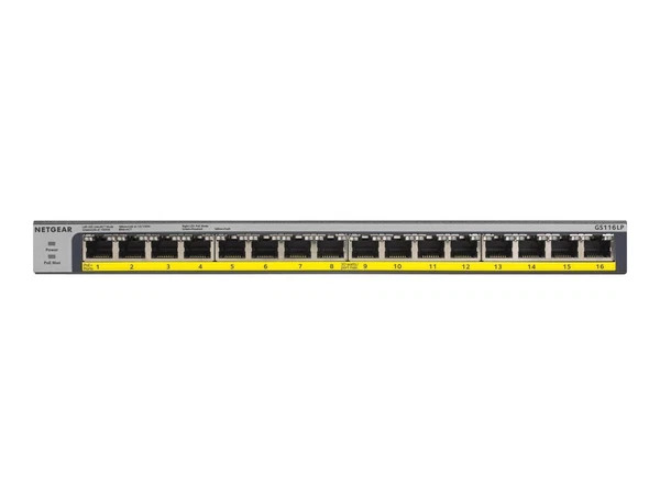 GS116LP100NAS | Netgear | 16-Port PoE PoE+ Gigabit Ethernet Unmanaged Switch