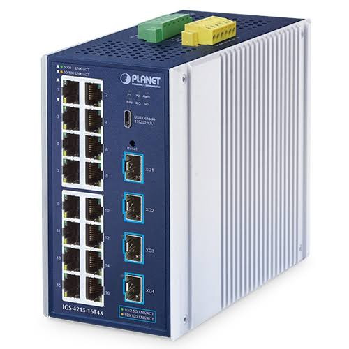 IGS-4215-16T4X | Planet | 16-Port Gigabit Industrial Managed Switch