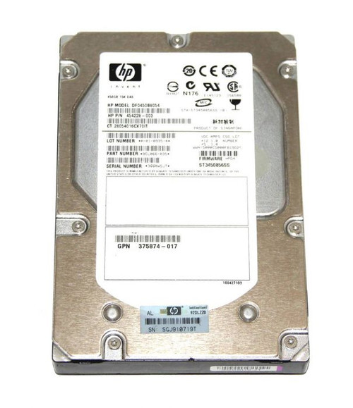 454228R-003 | HP | 450GB 15000RPM SAS 3GB/S HOT-PLUGGABLE DUAL PORT 3.5-INCH HARD DRIVE
