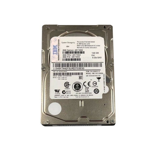 49Y1896 | IBM | 146GB 15000RPM SERIAL ATTACHED SCSI(SAS) 6GB/S 2.5-INCH HOT SWAPABLE HARD DRIVE 49Y1896 | IBM | 146GB 15000RPM SERIAL ATTACHED SCSI(SAS) 6GB/S 2.5-INCH HOT SWAPABLE HARD DRIVE