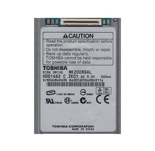 HDD1662 | TOSHIBA | 20GB 4200RPM 2MB CACHE 1.8-INCH 5MM IDE/ATA-100 ZIF CONNECTOR LAPTOP HARD DRIVE HDD1662 | TOSHIBA | 20GB 4200RPM 2MB CACHE 1.8-INCH 5MM IDE/ATA-100 ZIF CONNECTOR LAPTOP HARD DRIVE