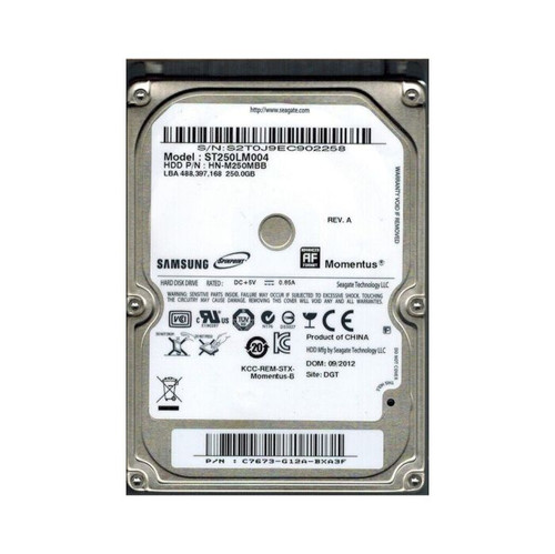 ST250LM004 | Seagate | Momentus 250GB 5400RPM SATA 3GB/s 8MB Cache 2.5-inch Hard Drive