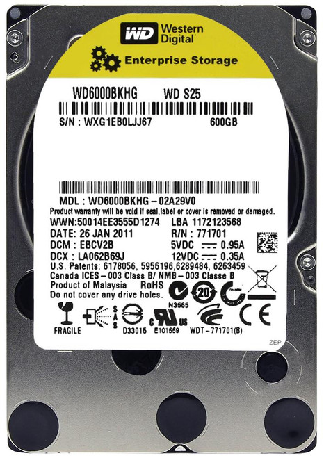 WD6000BKHG | Western Digital | S25 600GB 10000RPM SAS 6GB/s 32MB Cache 2.5-inch Hard Drive