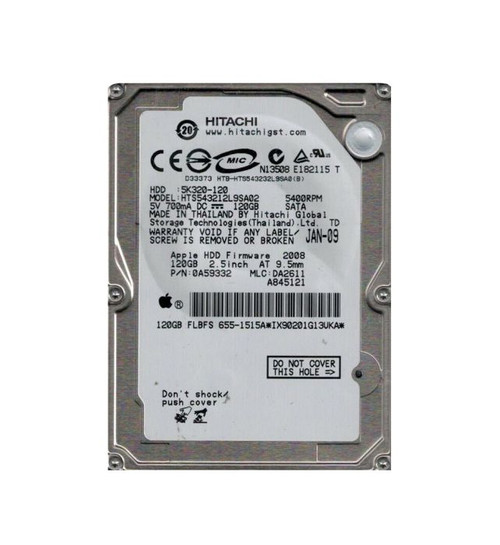 HTS543212L9SA02 | HITACHI | TRAVELSTAR 5K320 SERIES 120GB 5400RPM SATA 1.5GB/S 8MB CACHE (512) 2.5-INCH HARD DRIVE