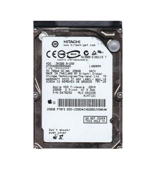 0A78252 | HITACHI | TRAVELSTAR 5K500.B SERIES 250GB 5400RPM SATA 1.5GB/S 8MB CACHE 2.5-INCH HARD DRIVE 0A78252 | HITACHI | TRAVELSTAR 5K500.B SERIES 250GB 5400RPM SATA 1.5GB/S 8MB CACHE 2.5-INCH HARD DRIVE